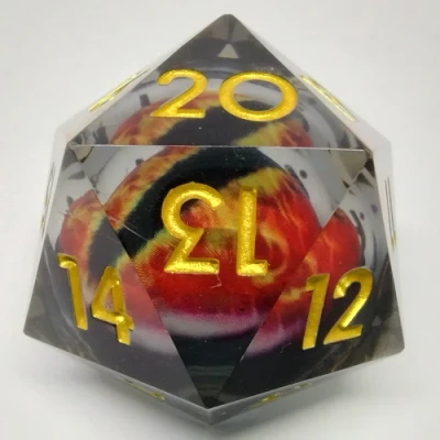 Gros d20 "Spindown" (33mm): Oeil de dragon - rouge