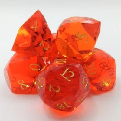 Kit de dés deluxes en verre gravé - rouge