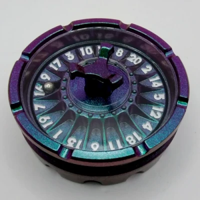 Dice Spinner Roulette d20 - photochromatique vert / mauve